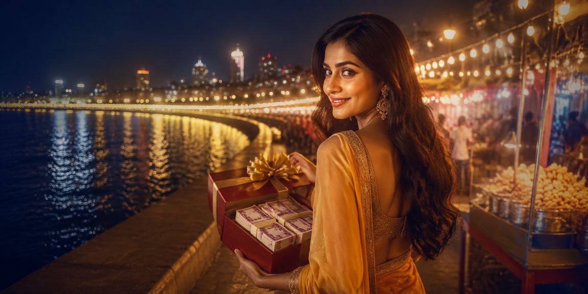 Mumbai night scene with mobile casino payments in action